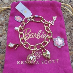 Kendra Scott Barbie Gold Pink Mix Charm Bracelet Sold Out New Collector